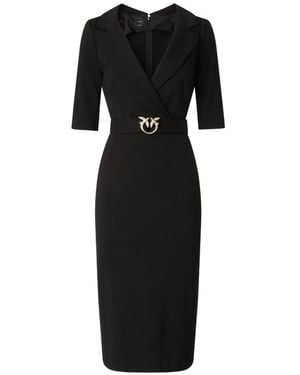 Pinko V- Neck Midi Dress - Black