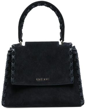 Orciani Braided-Trim Suede Tote Bag - Black