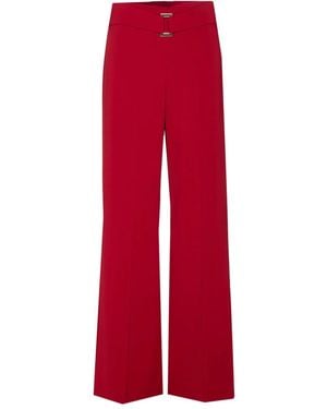 Patrizia Pepe Belted Side-Zip Pants - Red