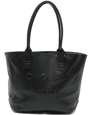 Hogan Small Address Embossed Tote Bag - Black