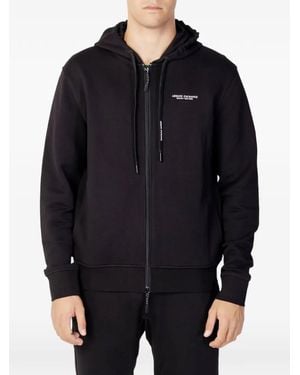 ARMANI EXCHANGE Logo-Print Zip-Up Hoodie - Black
