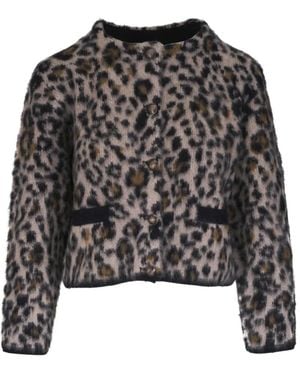 Nili Lotan Beyton Leopard-Print Button Cardigan - Black