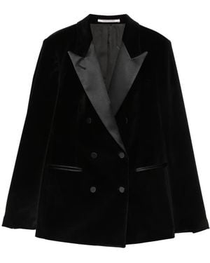 Tagliatore Double-Breasted Velvet Suit - Black