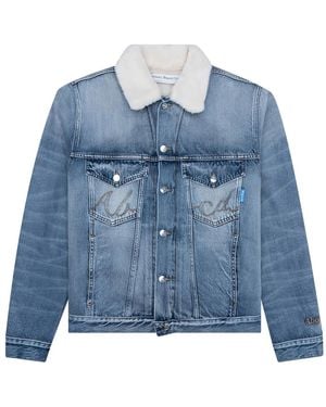 Advisory Board Crystals Shearling-lined Denim Jacket - ブルー