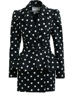 Essentiel Antwerp Mini-Jurk Met Stippen En Ceintuur - Zwart