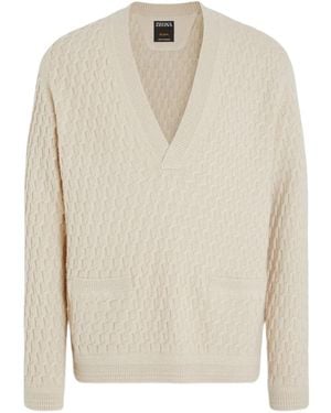 ZEGNA Jersey Oasi con cuello en V - Blanco