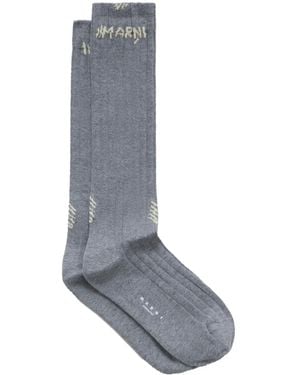Marni Jacquard-Socken Mit Logo - Grau