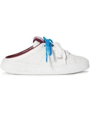 Miu Miu Mules Aus Leder - Blau