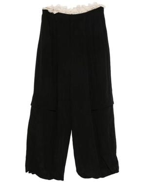 Sea Lace-Trimmed Trousers - Black