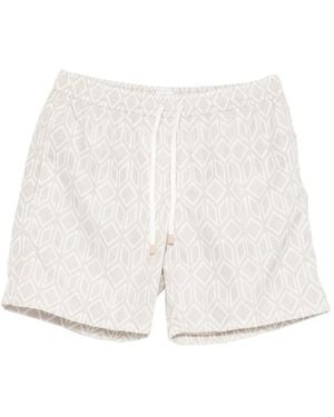 Eleventy Geometric-Pattern Beach Shorts - White