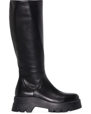 Gianvito Rossi Polished-Finish Ridged-Sole Boots - Black