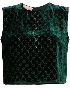 Gucci gg-jacquard Velvet Top - Green