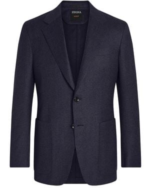 ZEGNA Blazer En Laine À Simple Boutonnage - Bleu
