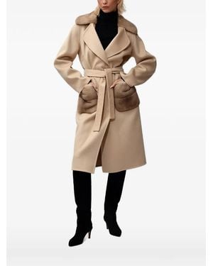 Poche Paris Belted Midi Coat - Natural