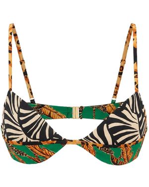 FARM Rio Animal-Print Padded Bikini Top - Green
