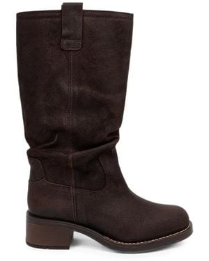Fly London Botas Holgadas Con Tacón Cuadrado - Negro