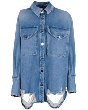 Dondup Distressed-Finish Shirt - Blue