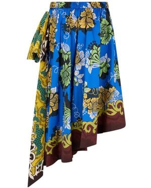 ALÉMAIS Falda Midi Con Motivo Floral - Azul