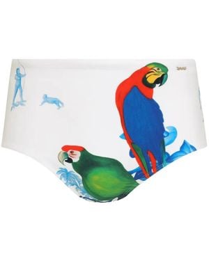 Amir Slama Parrot-Print Swimming Trunks - White