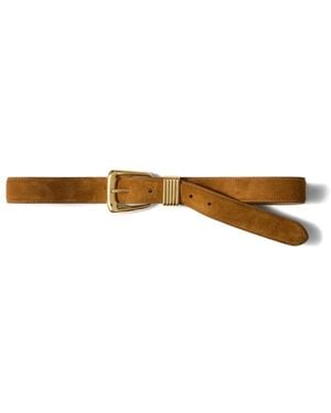 Veronica Beard Suede Buckle Belt - White