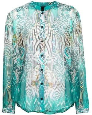 Tessitura Body Couture Chemise En Soie À Imprimé Numérique - Blue