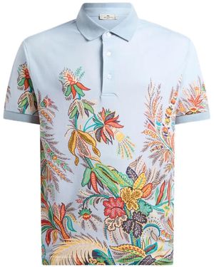 Etro Floral-Print Polo Shirt - Blue