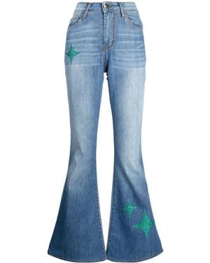 Madison Maison Star-Print High-Rise Flared Jeans - Blue