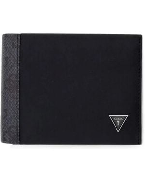 Guess Logo-Plaque Bi-Fold Wallet - Black