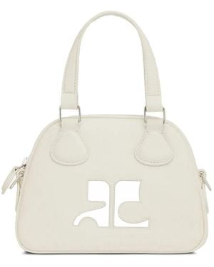 Courreges Reedition Mini Leather Bowling Bag - White