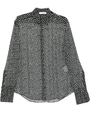 Fendi Geometric-Print Sheer Shirt - Grey