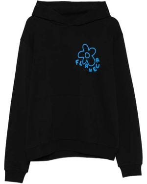 flâneur Flower-Print Hoodie - Black