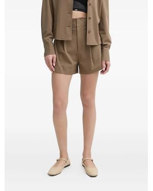Isabelle Blanche Pleated High-Waisted Shorts - Natural