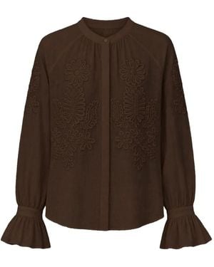 Antik Batik Marta Embroidered Flared-Cuff Shirt - Brown