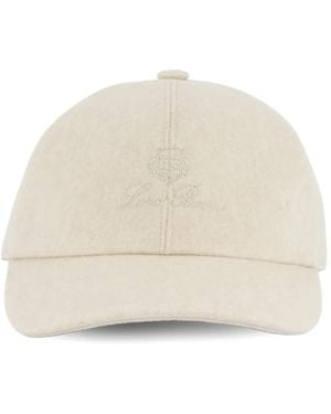 Loro Piana Casquette En Cachemire À Logo Brodé - Natural
