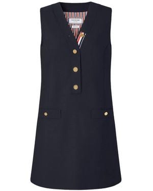 Thom Browne Hopsack Wool Mini Dress - Blue