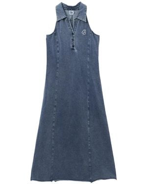 B+ AB Halterneck Logo-Embellished Dress - Blue