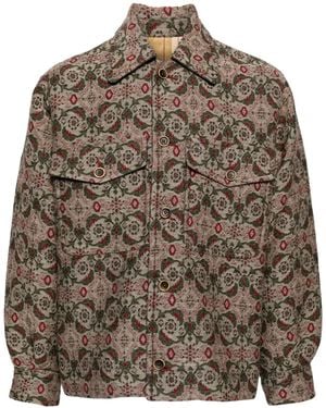 Uma Wang Jacquard-Pattern Shirt Jacket - Brown