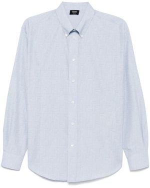 Fendi 'Ff' Print Thin Stripes Shirt - White