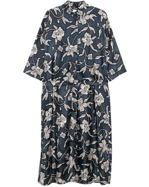 Max Mara Floral-Print Shirt Dress - Grey