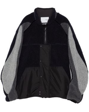 Yoshio Kubo Panelled Satin Bomber Jacket - Black