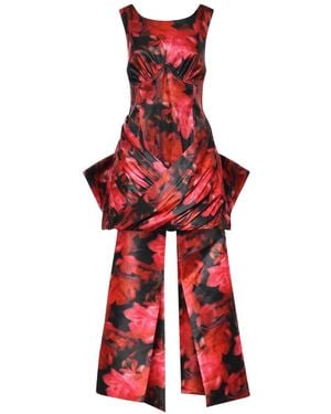 For Love & Lemons Dark Romance Floral-Print Bow-Detail Dress - Red