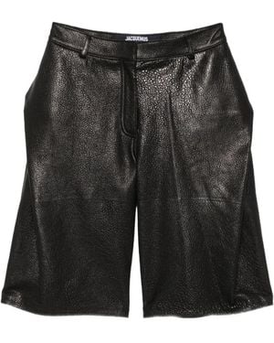 Jacquemus The Cubisto Leather Shorts - Black