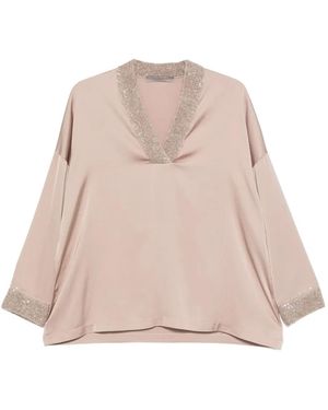 D.exterior Bluse Mit Pailletten - Natur