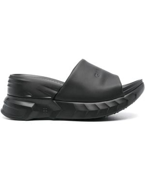 Givenchy Logo-Debossed Leather Slides - Grey