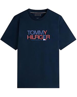 Tommy Hilfiger Logo-Print T-Shirt - Blue