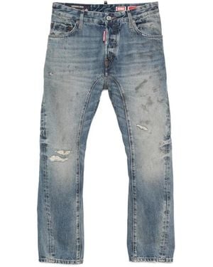 DSquared² Distressed-Effect Panelled Jeans - Blue