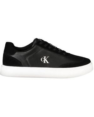 Calvin Klein Logo-Plaque Leather Trainers - Black