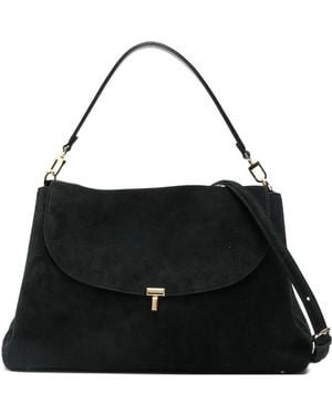 TOTEME T-Lock Suede Satchel Bag - Black