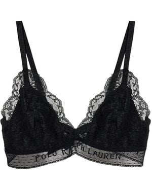 Polo Ralph Lauren Lace-Trimmed Logo-Band Bra - Black