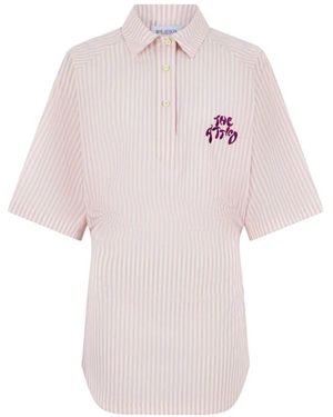 The Attico Striped Logo-Embroidered Mini Dress - Pink